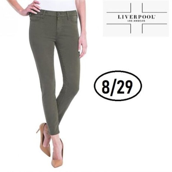 Nwt - Liverpool Los Angeles, Women's Abby Ankle Skinny Jean - Olive. Size: 8/29. - Picture 2 of 13